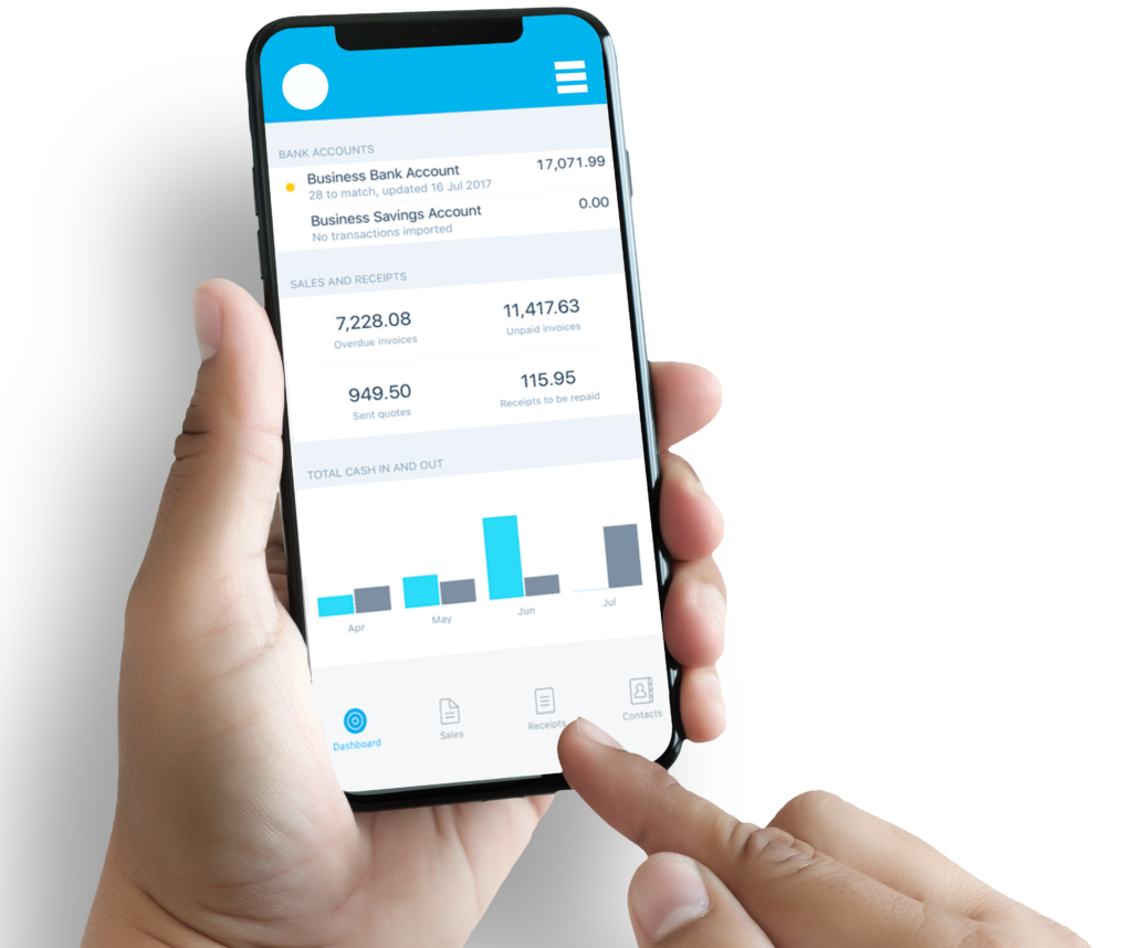 Accountant holding iphone with xero cloud accounting app